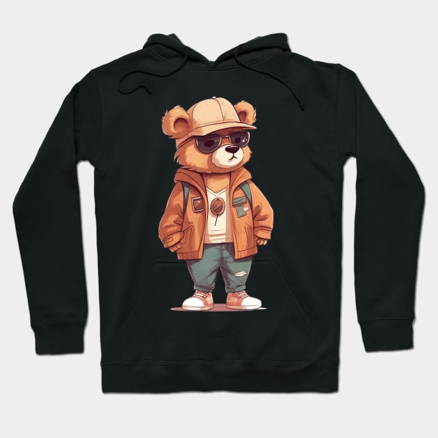 A cute teddy bear wearing street fashion Hoodie by AestheticsArt81